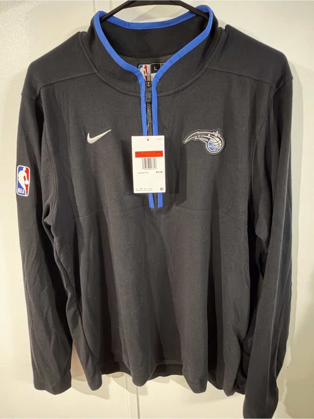 Nike Black Orlando Magic Half-Zip Pullover with Blue Trim